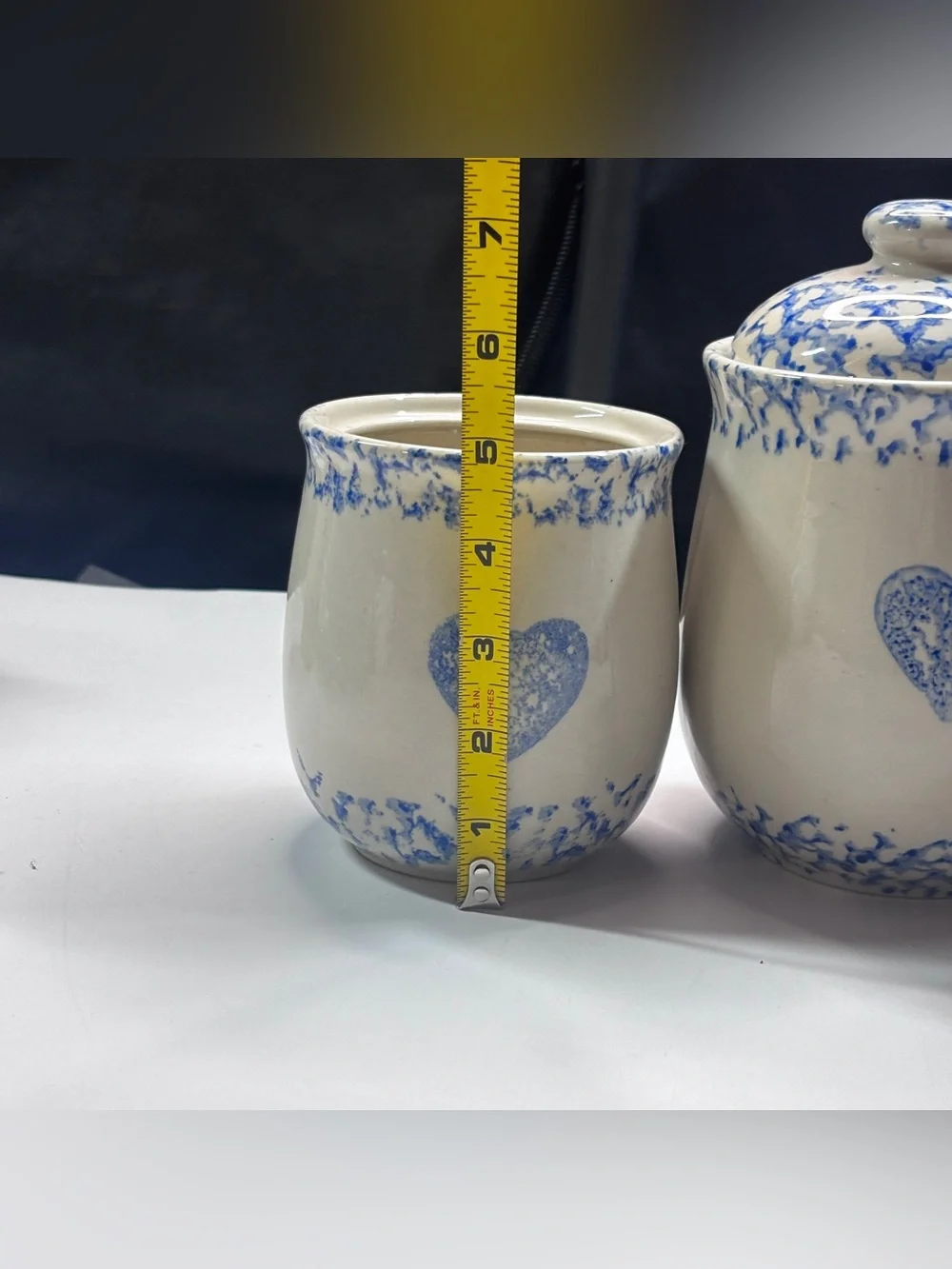 3 VTG Tienshan Folk Craft Cottage Sponge Ware Ceramic Jars Canisters Country